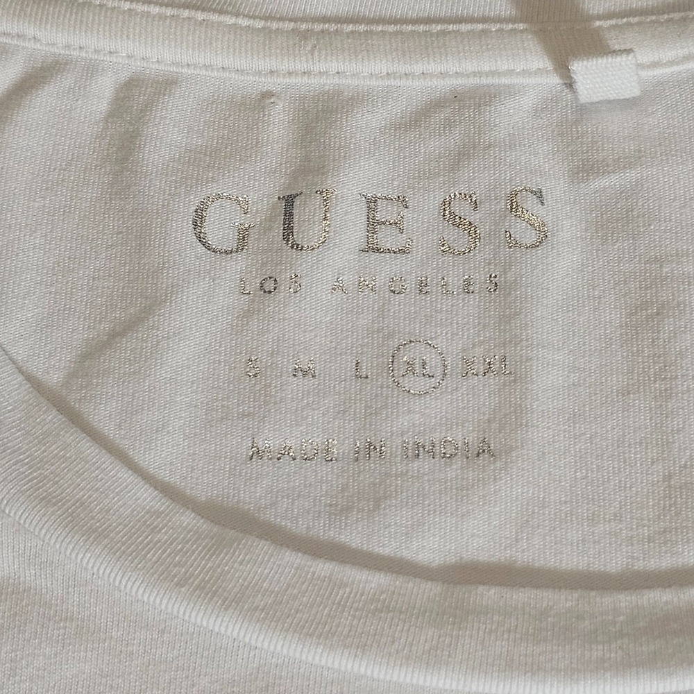 Guess Los Angeles Women's XL White Beaded Snowflake Short Sleeve T-Shirt Tee - Picture 6 of 10